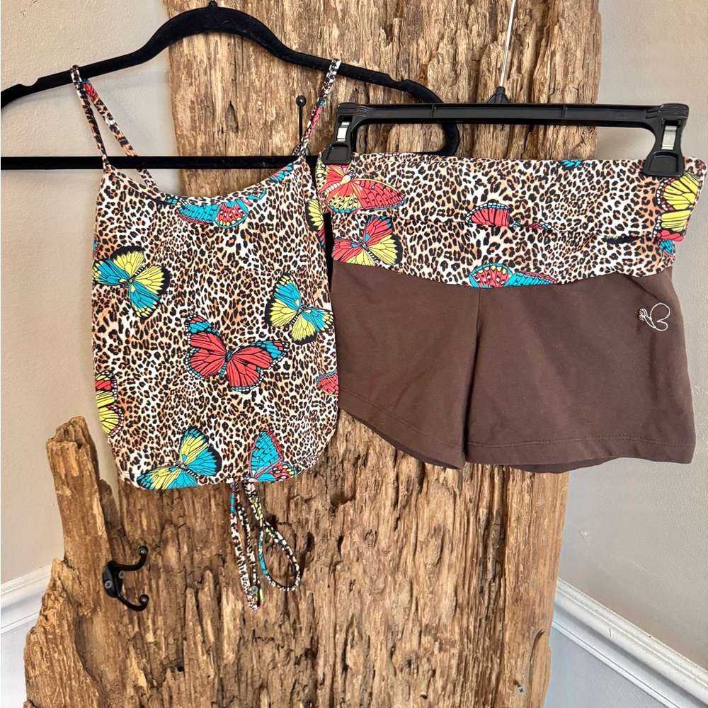 Body By Brazil Women’s Workout Set Tank Top & Shorts Size Small Brown